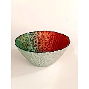 Benzara Glass Hurricane Bowl 6" Wide x 3" Tall Multicolored Contemporary